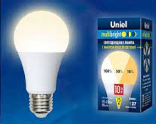 Лампа светодиодная Uniel Multibright A60 Шар Е27 220В 10Вт 3000К 3 режима картинка 